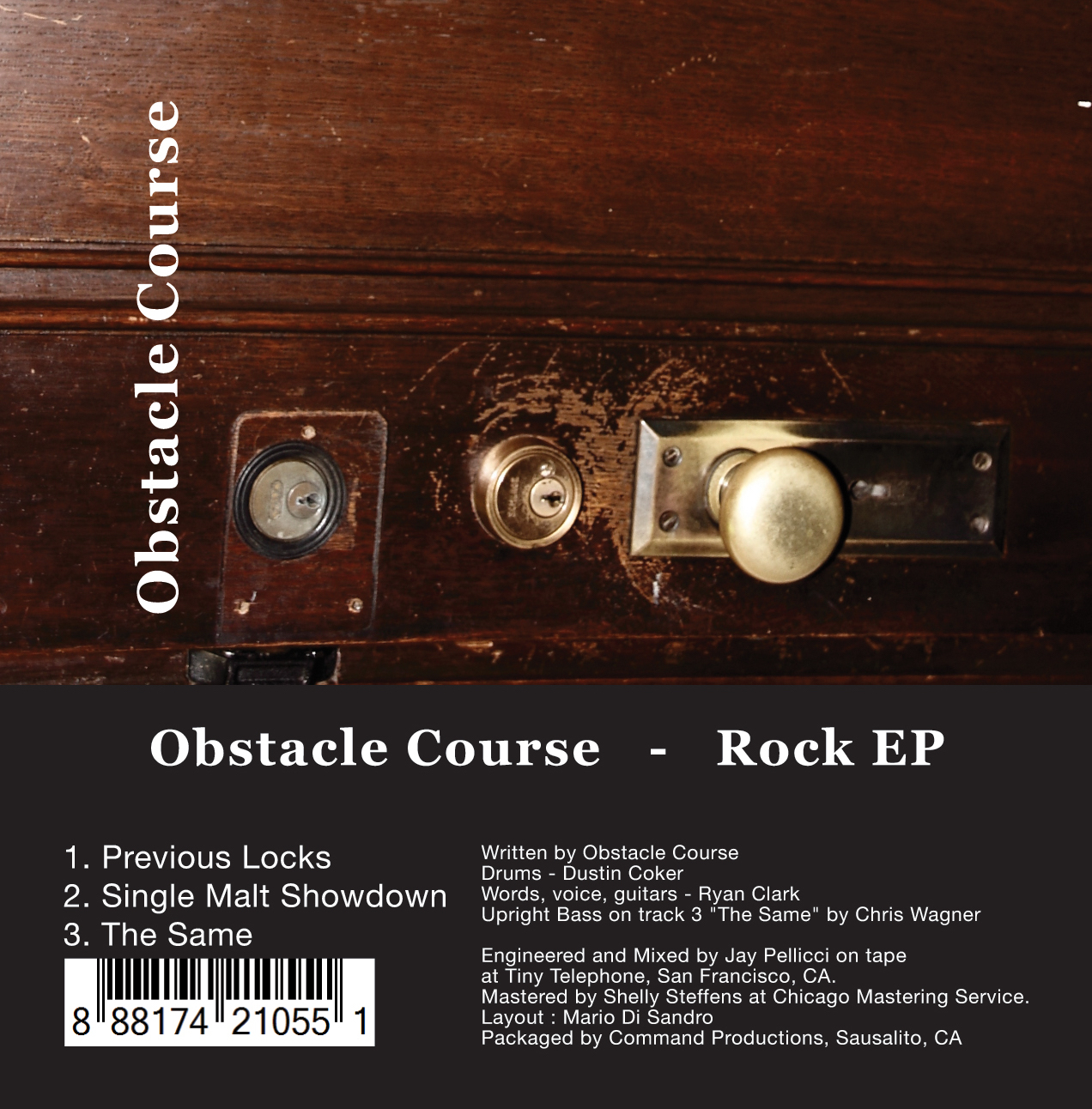 Client: Obstacle Course, San Francisco musician. Description: Cassette tape insert layout design for Obstacle Course's limited cassette pressing..