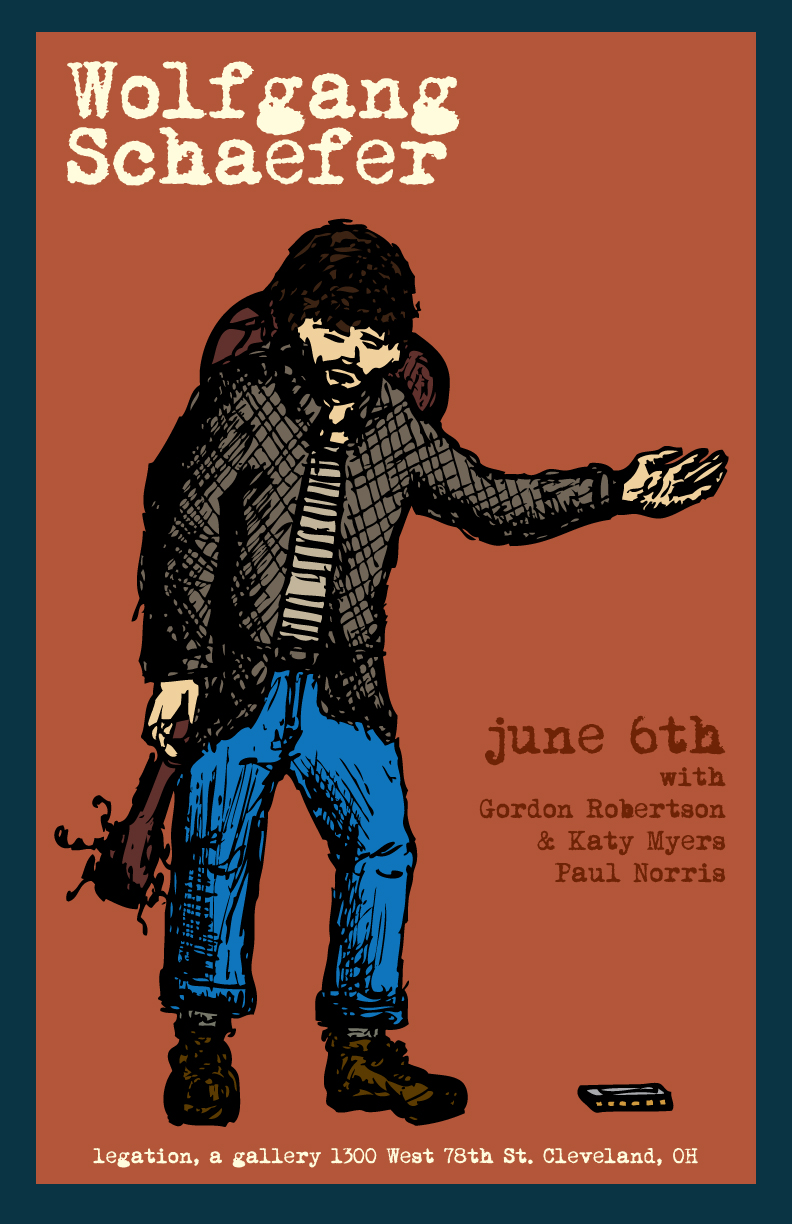 Client: Wolfgang Schaefer, Chicago & Milwaukee based singer-songwriter. Description: Concert poster designed for touring musician out of Milwaukee and Chicago.