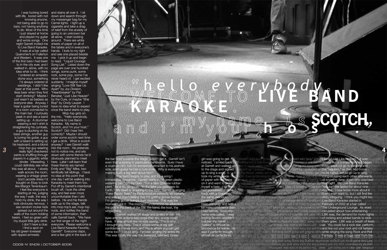 Client: Columbia College Chicago. Description: Designed an inside spread for Columbia College's 'MADE A+D' publication  article on Live Band Karaoke P2.